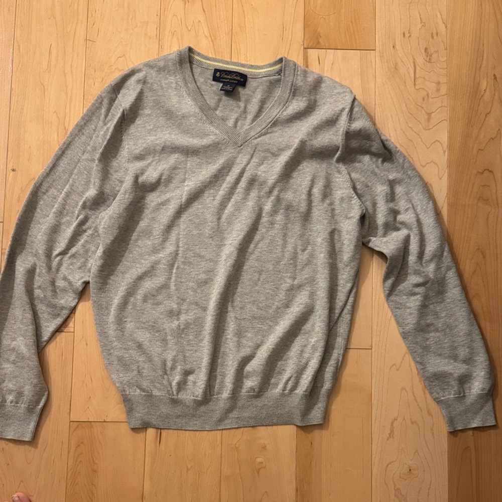 Brooks Brothers Gray V-Neck Sweater
